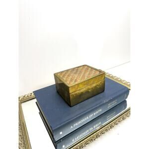 Unique Vtg Brass Copper Brass Nickel Basket Weave Box